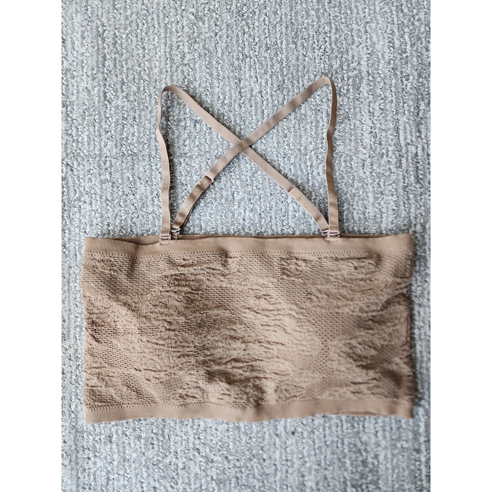 Halara Brown Textured Bandeau Crop Top Convertible Straps Size Large